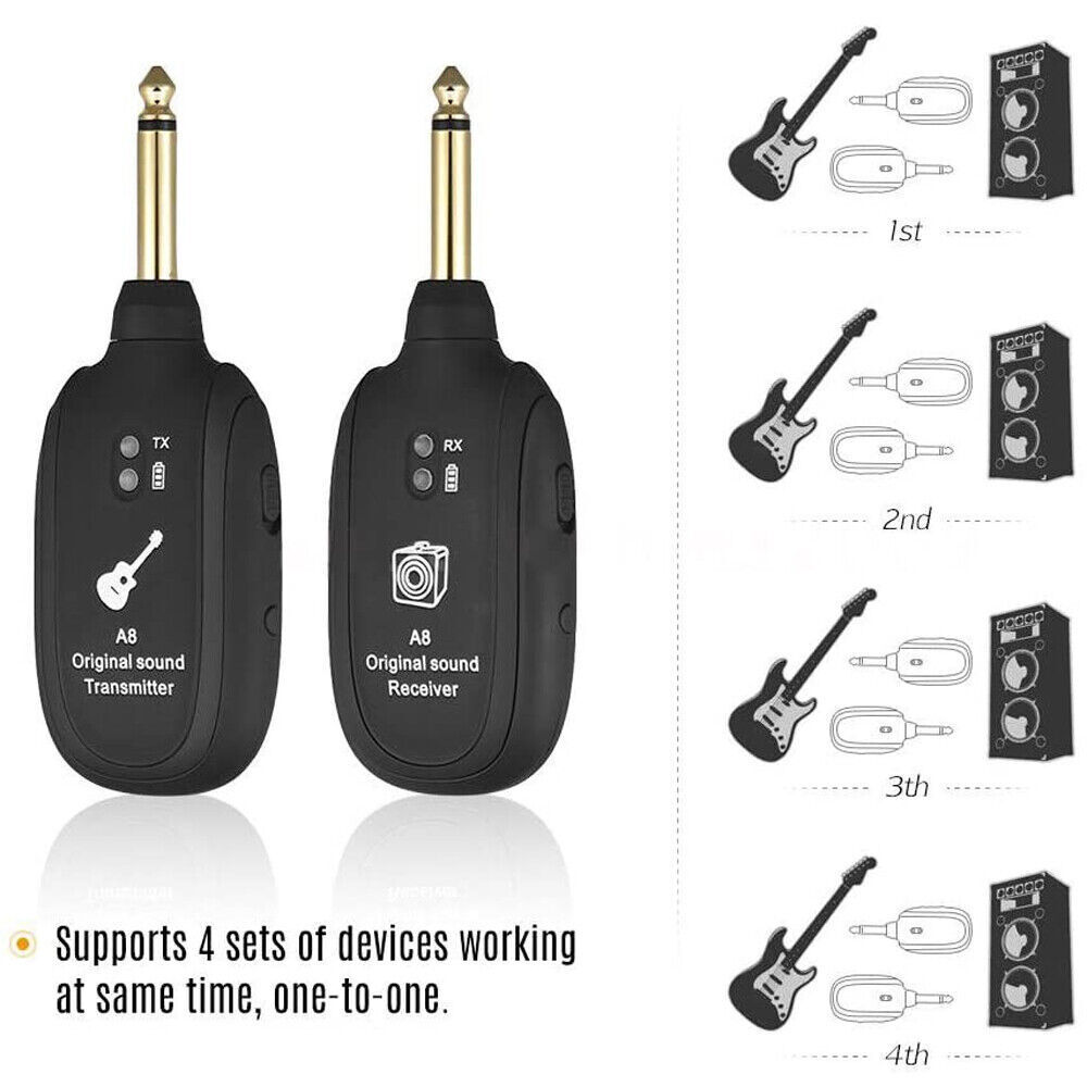 Digital Wireless Guitar System 50m Range Rechargeable Transmitter Receiver