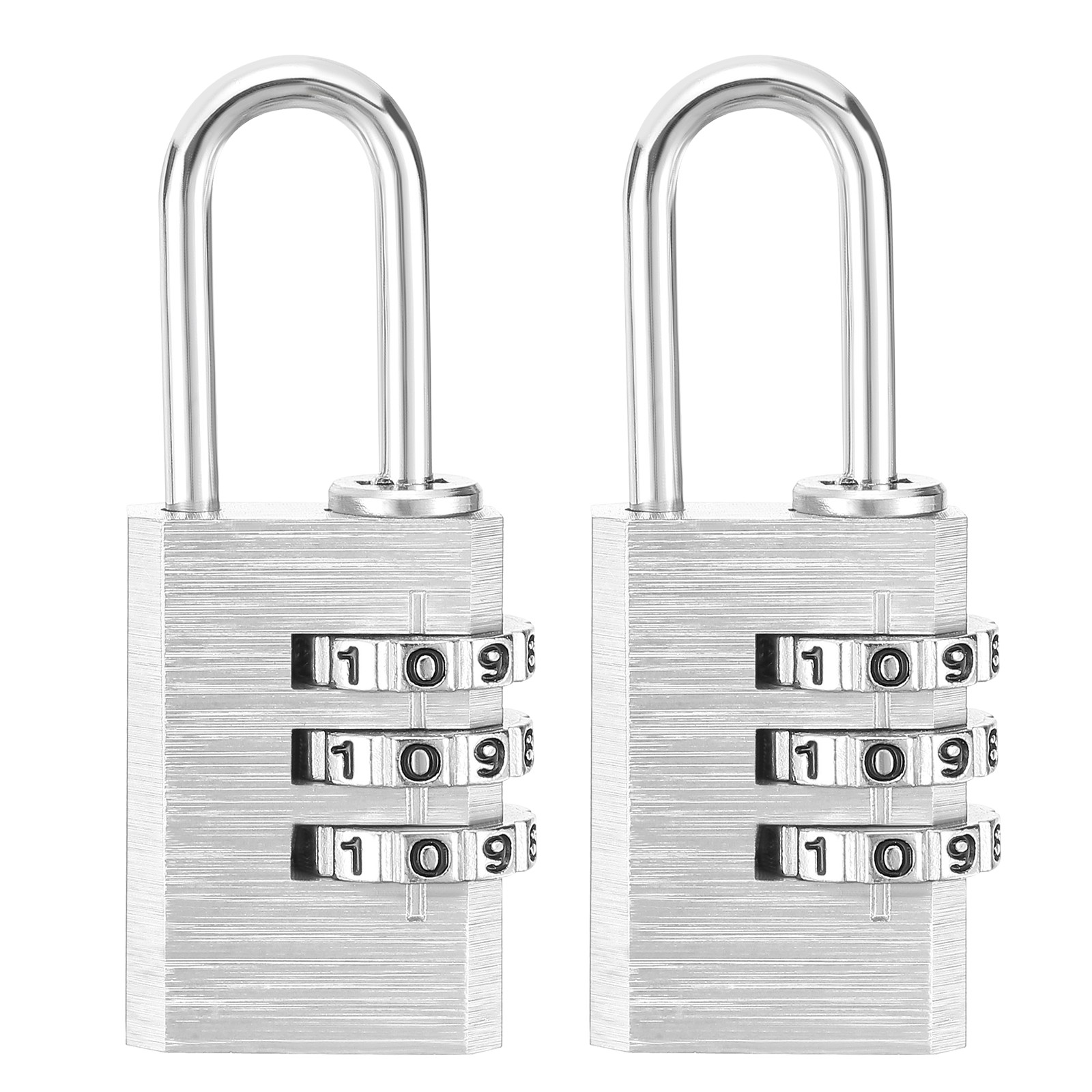 3 Digit Combination Lock,(H:2.2", Silver, 2pcs), Aluminum Anti-Rust Outdoor Lock