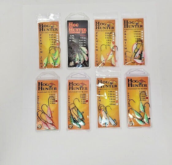 Four Hog Hunter 1/4 ounce Glitter Jigs Lures Multi-Species Fishing Walleye Bass
