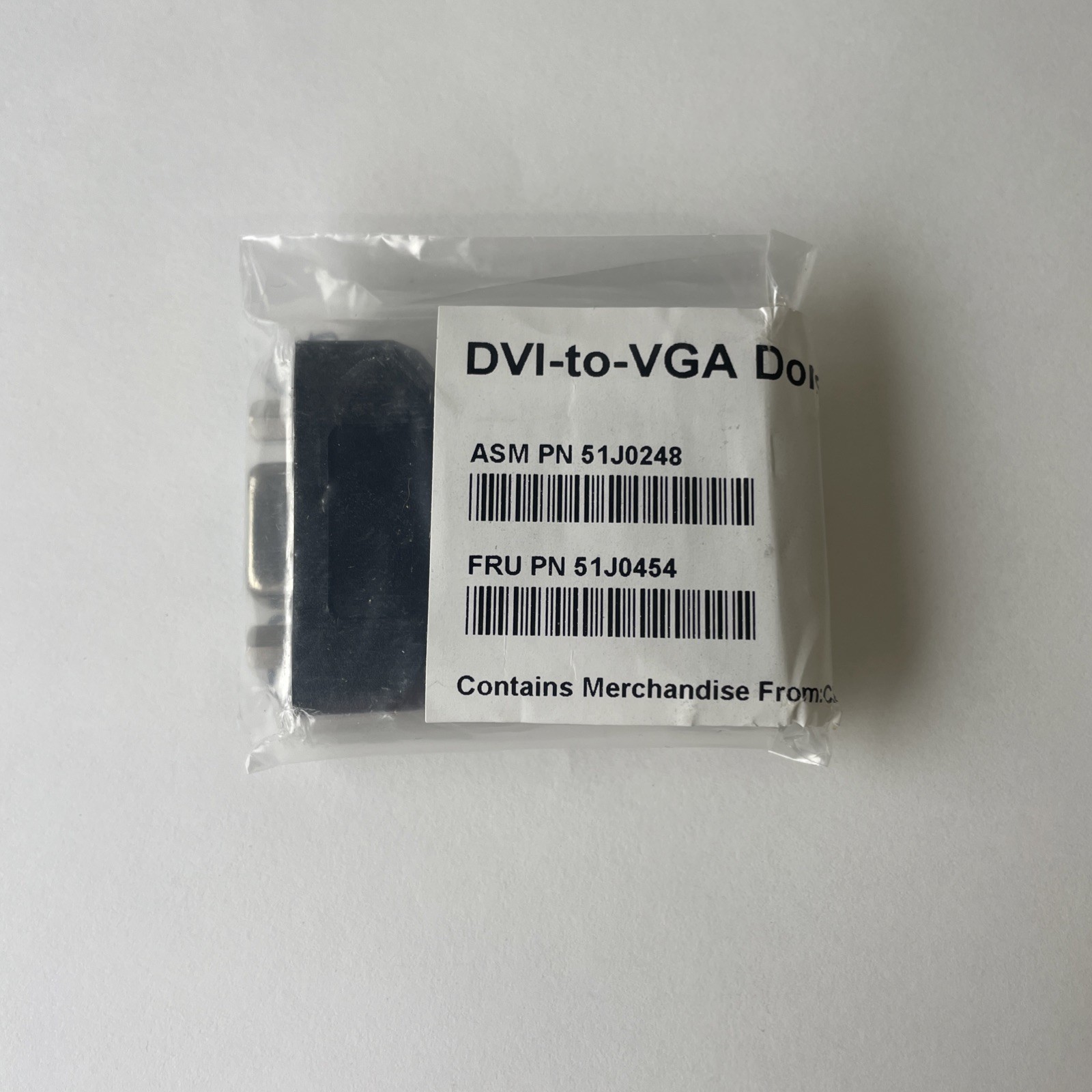 DVI-to-VGA Dongle Connector Adapter ASM PN 51J0248 FRU PN 51J0454 - Brand New