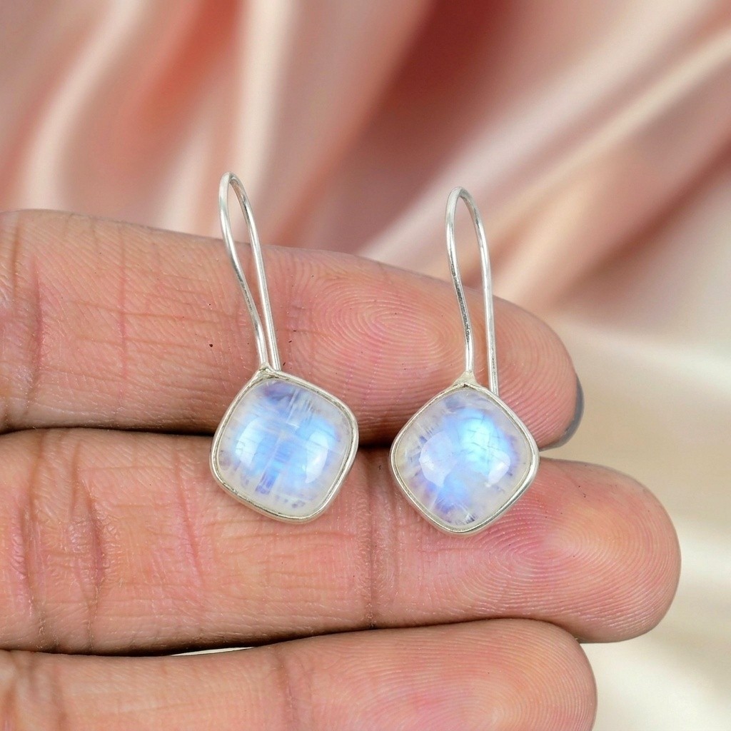 Moonstone Silver Earring 925 Sterling Silver Handmade Earring Silver Earring