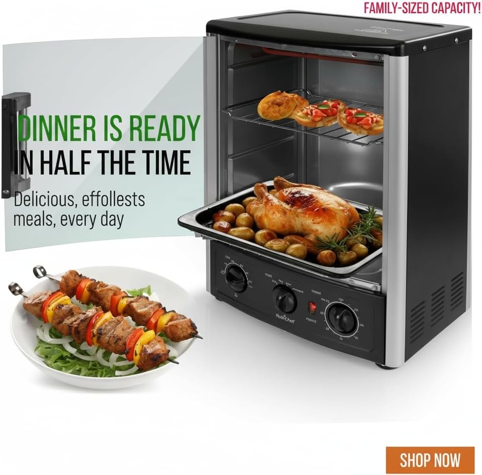 NutriChef Multi-Function Vertical Oven 1500W Adjustable Roast Bake Rotisserie