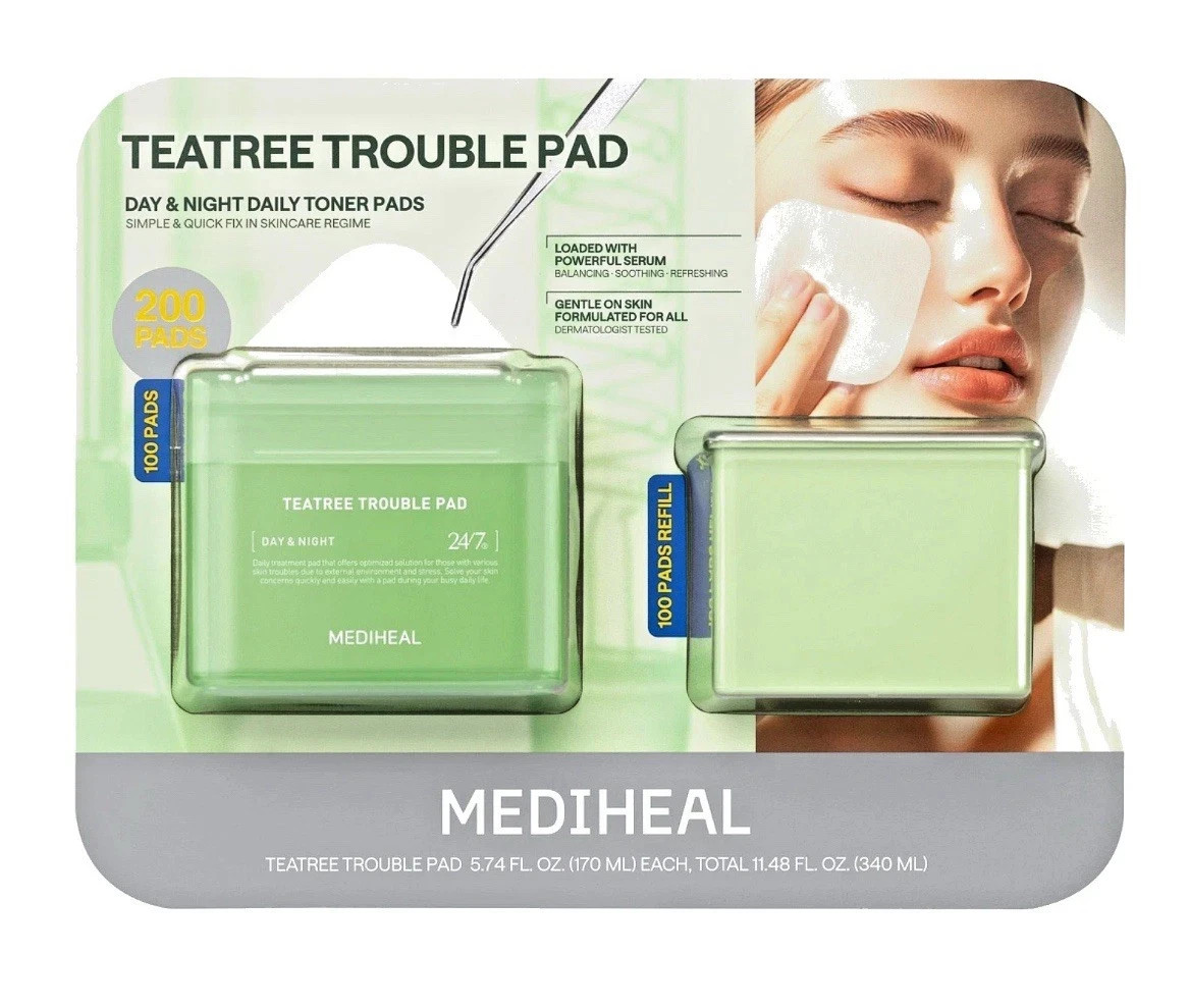 MEDIHEAL TEATREE TROUBLE PADS -200 PADS TEA TREE SKIN CARE -200 CT.