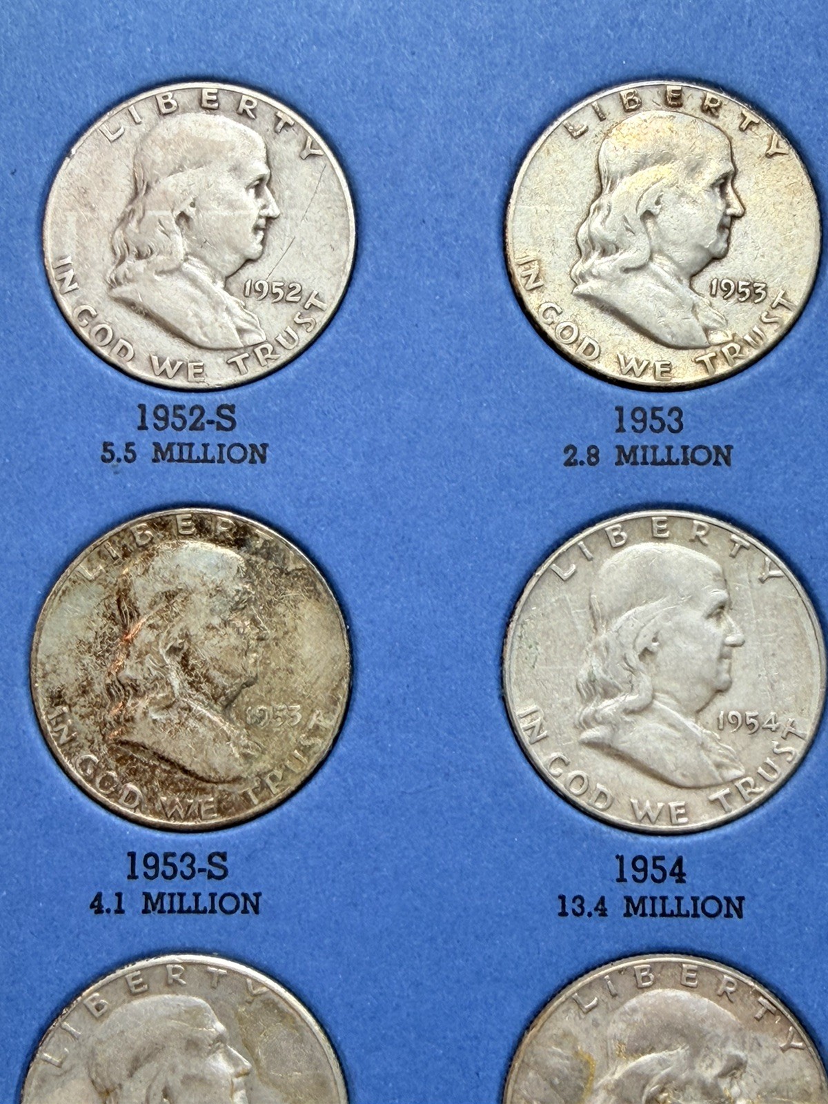 1948 - 1963 COMPLETE SET 35 BEN FRANKLIN 90% SILVER HALF DOLLARS COLLECTION