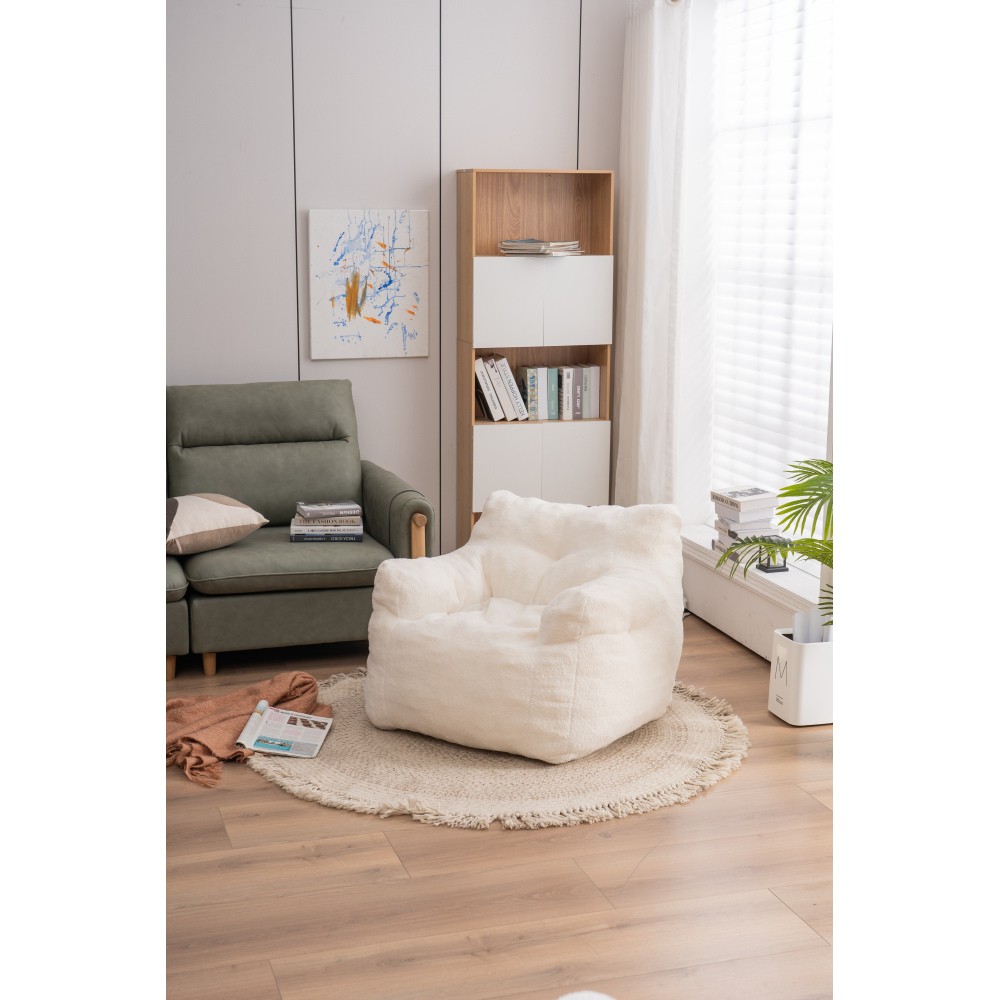 Modern Soft Teddy Fabric Tufted Foam Bean Bag Chair With Teddy Fabric Fashion