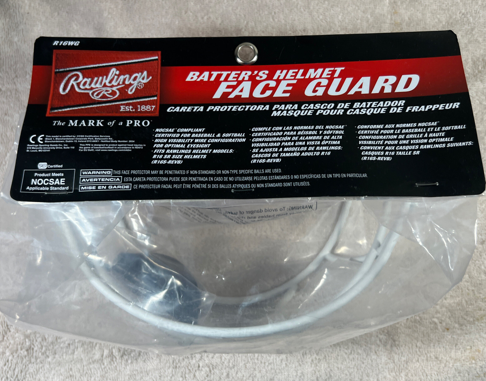 NEW Rawlings Batter's Helmet Face Guard for Seniors - R16WG-REVB - White