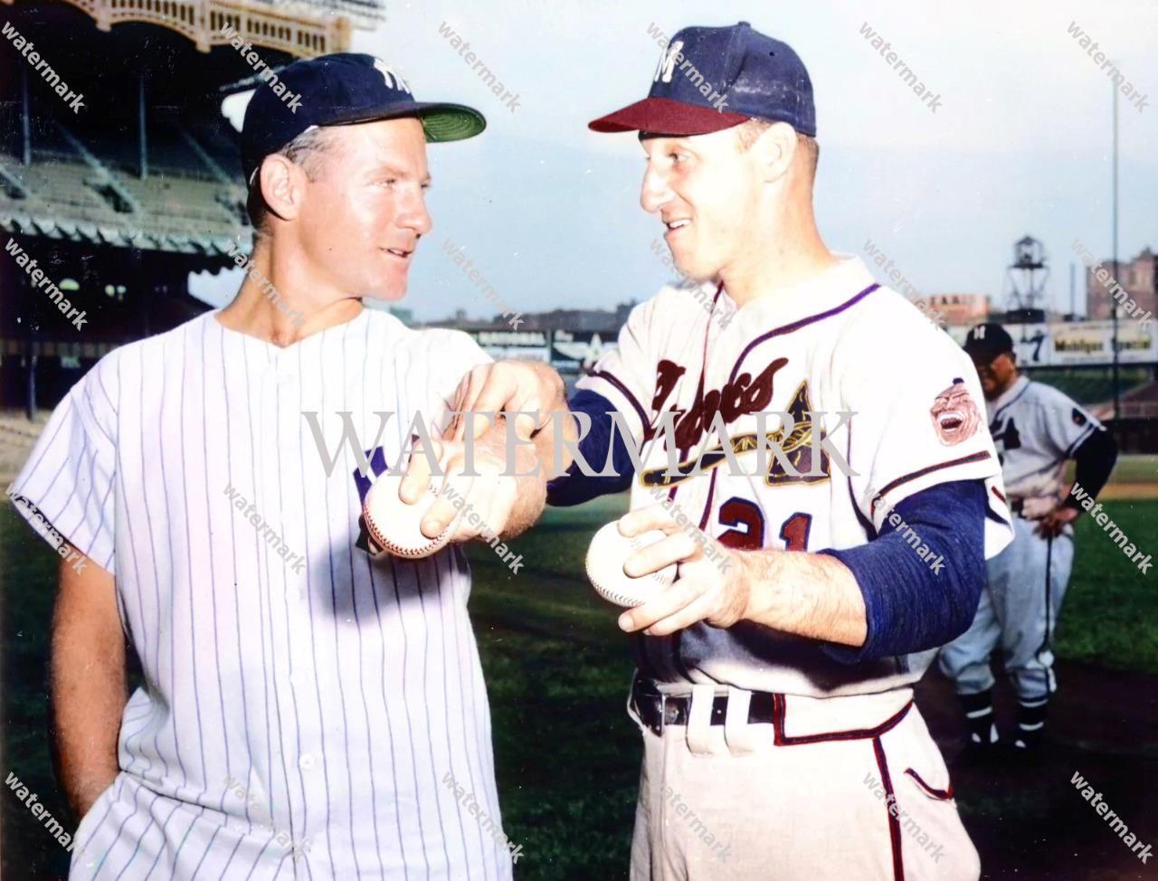 GS190 Whitey Ford - Warren Spahn Yankees Braves  8x10 16x20 Colorized Photo