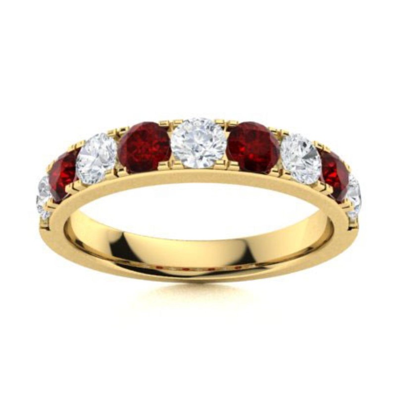 Natural Garnet Eternity Prong Artisan Ring Jewelry 925 Sterling Silver