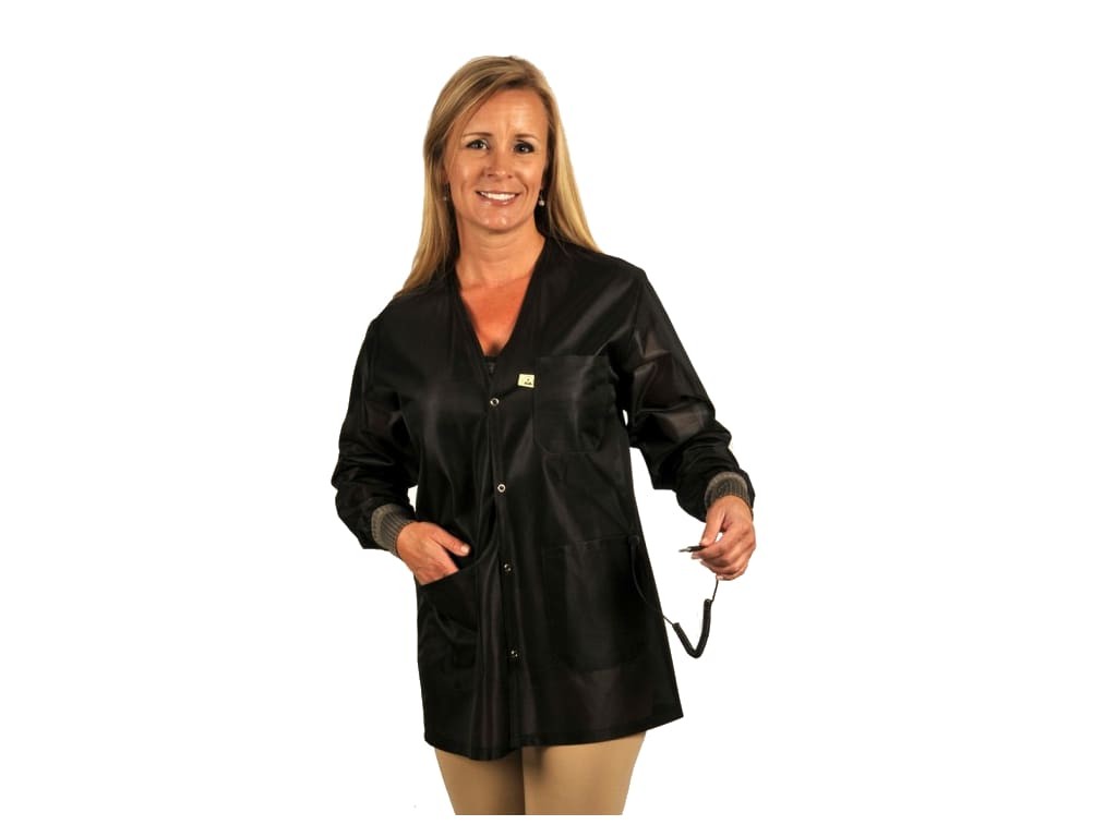 Tech Wear VOJ-93C-M - Black Long Sleeve Coat w/Cuffs Medium