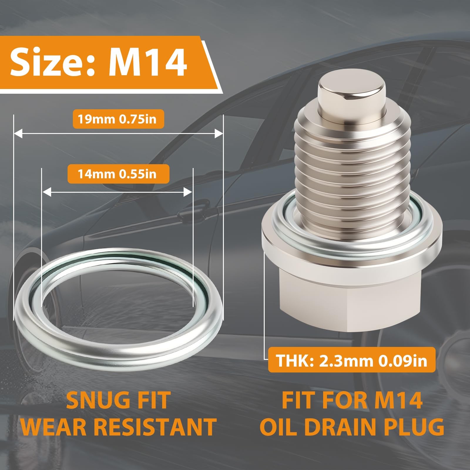 25pcs Oil Drain Plug Crush Washer Gasket Seal Fit M14 Replacement for...