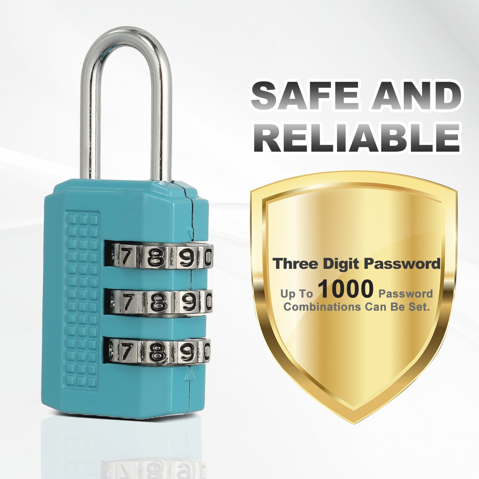 Combination Padlock (Small, Blue)(2 Pcs), 3-Digit Shackle Code Locks
