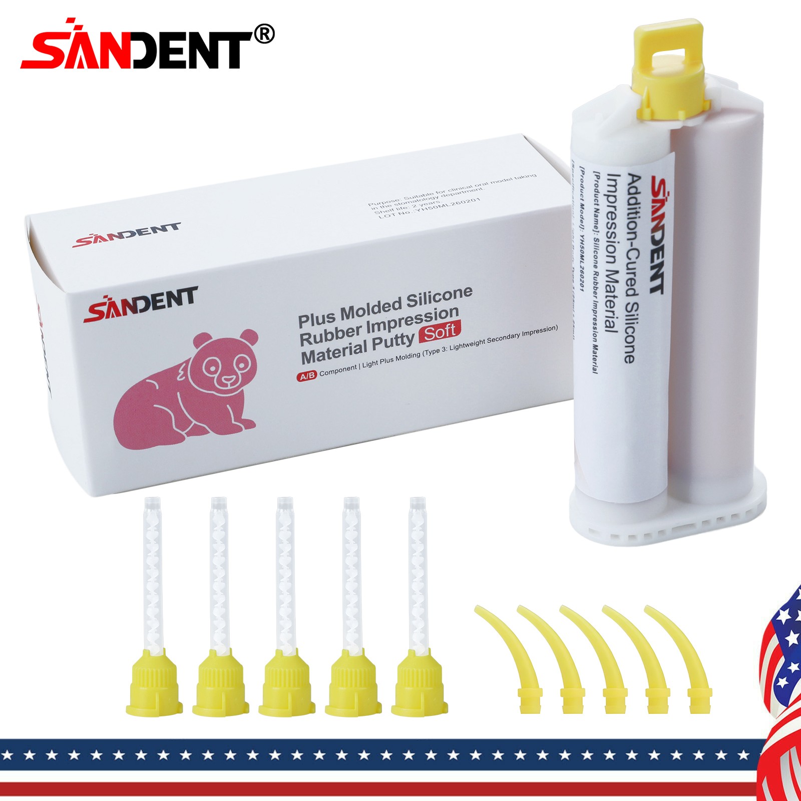 Dental Impression Material Light Body VPS (4 Cartridges) PVS Bite+ Tips