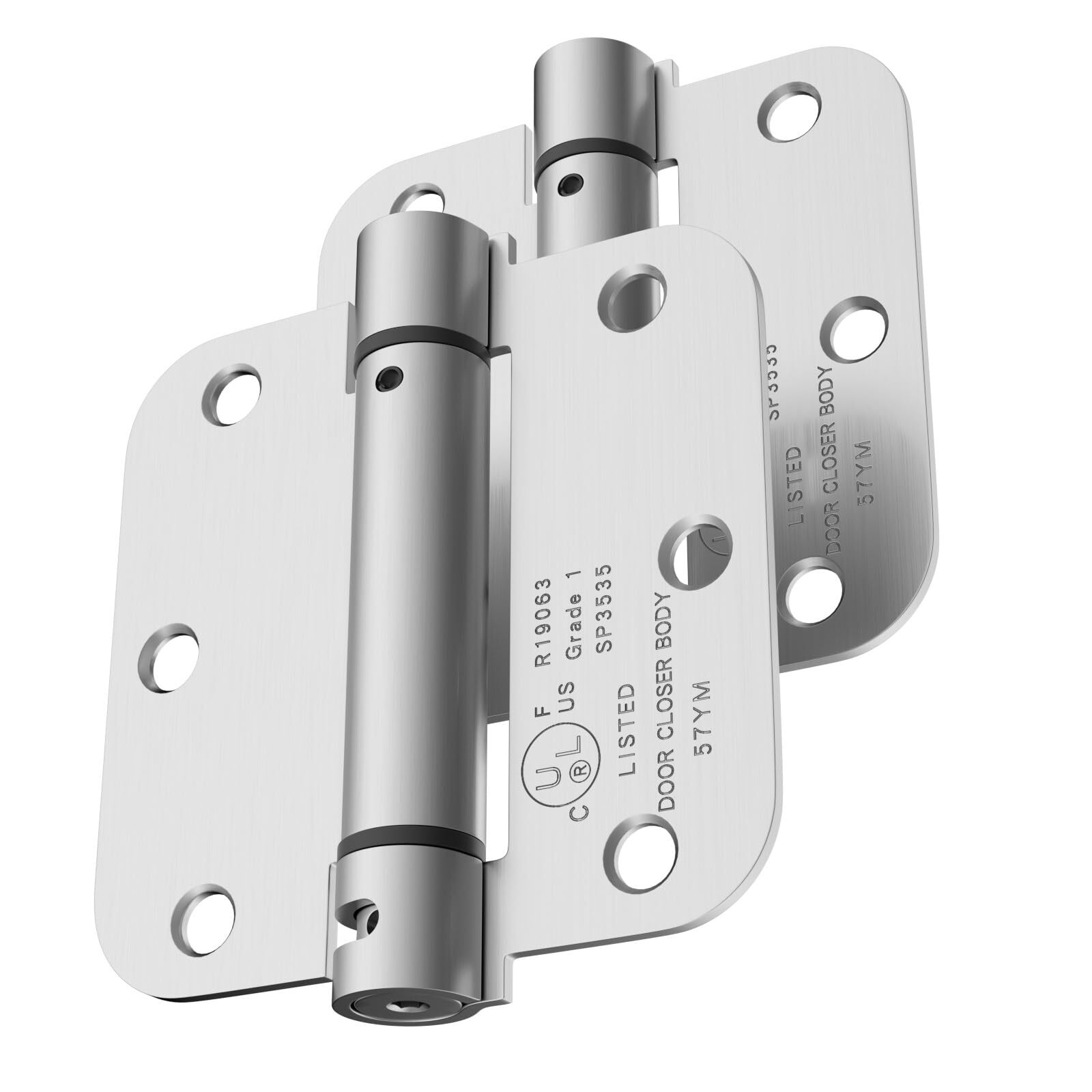 Self Closing Door Hinges, 3.5 Inch x 3.5 Inch, 5/8" Radius, UL Listed, Pack of 2