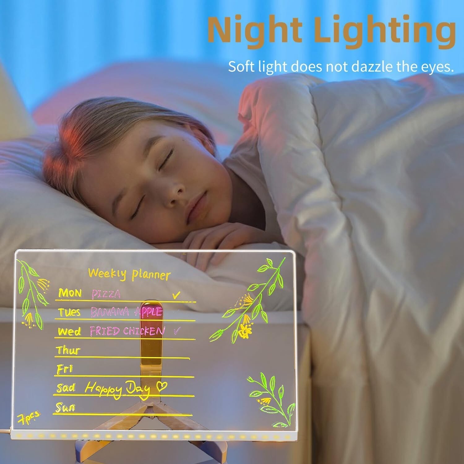 Acrylic LED Note Board, Illuminated Memo, Reusable Easy Erase, Glowing Letters