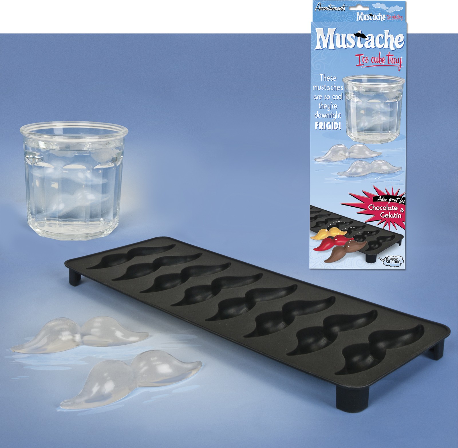 Mustache Ice Cube Tray - chocolate or gelatin mold - Archie McPhee