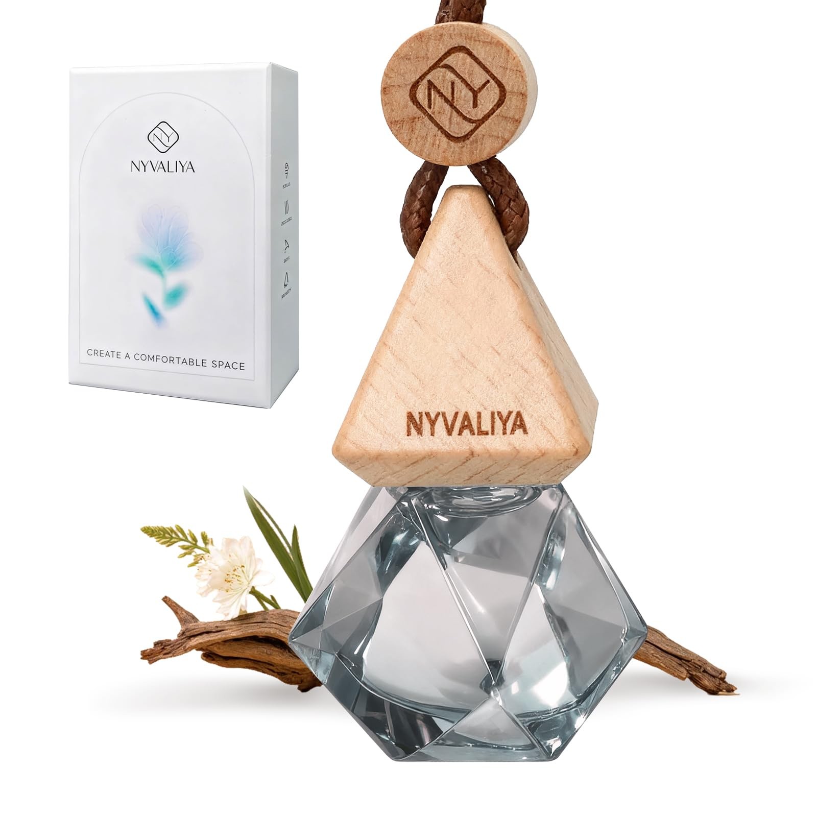 NYVALIYA Car Air Freshener Hanging Diffuser with 1 Count (Pack of 1), wood