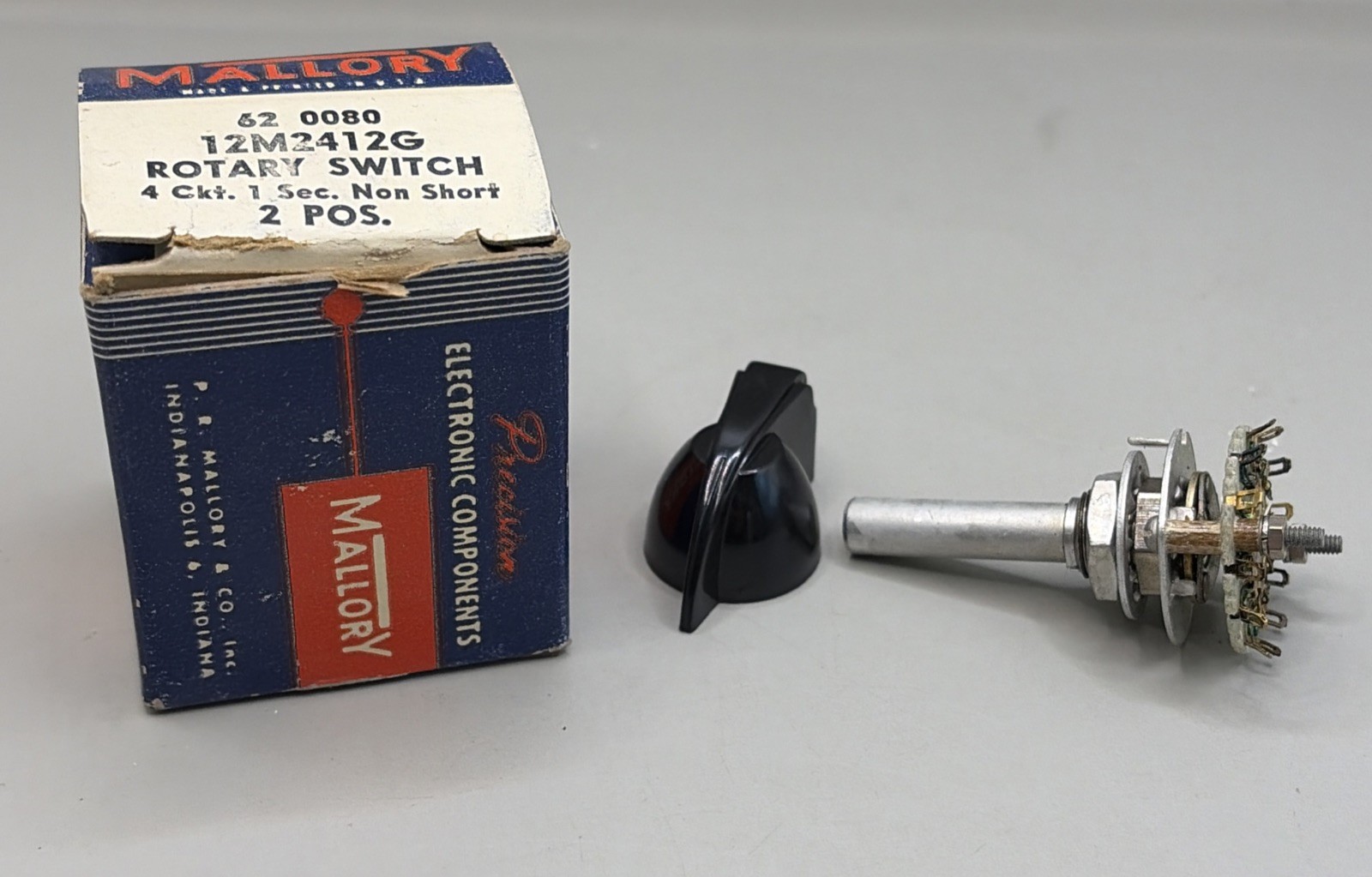 Mallory 12M2412G 4 CKT 1 Sec 2 position ceramic rotary switch New Old Stock