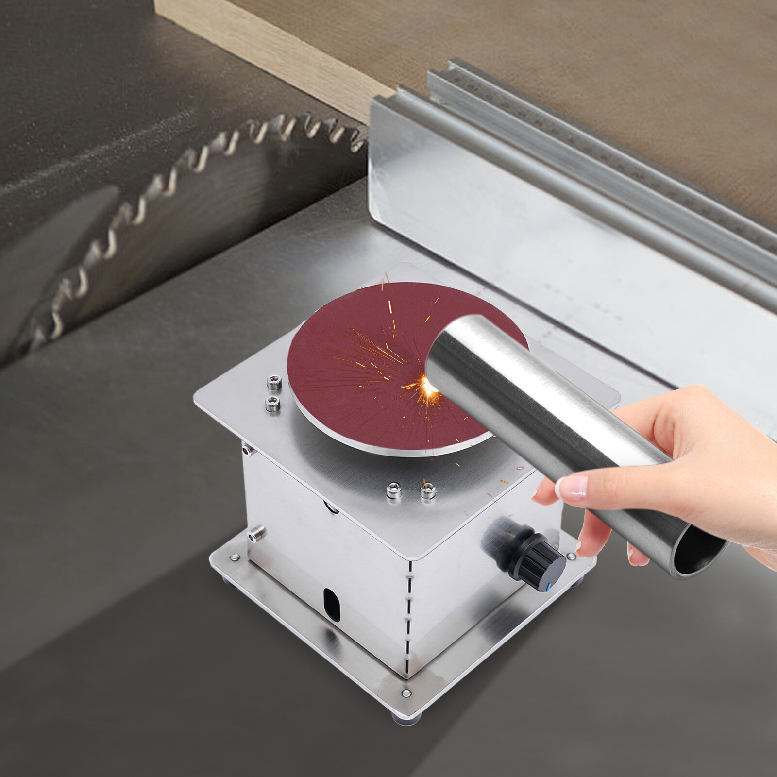 4inch Electric Disc Sander Machine Edge Sharpener Mini Bench Polisher Tools Kits