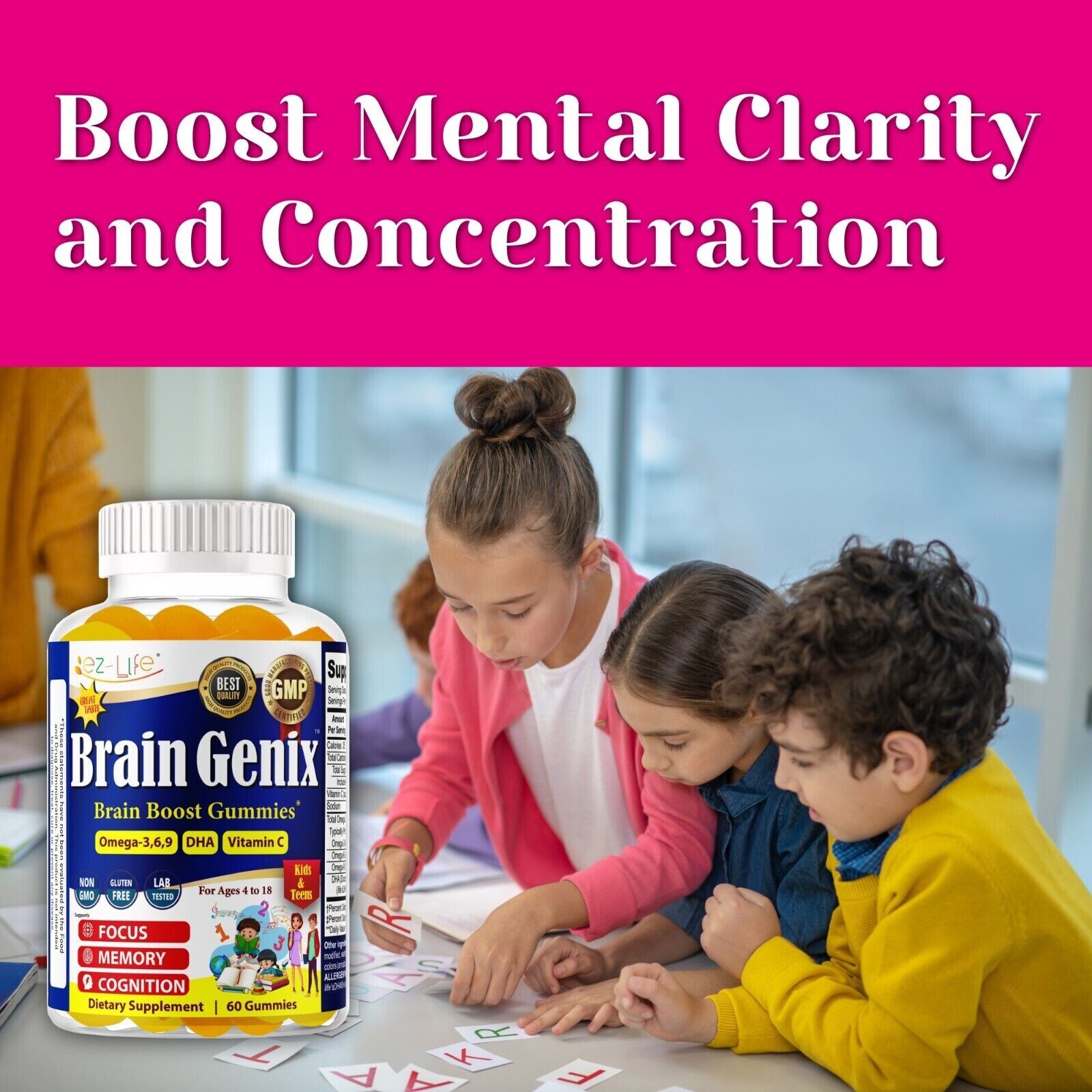 Kids Brain Focus Memory Booster + Brain Health Supplement + Omega 369 -03/12/25