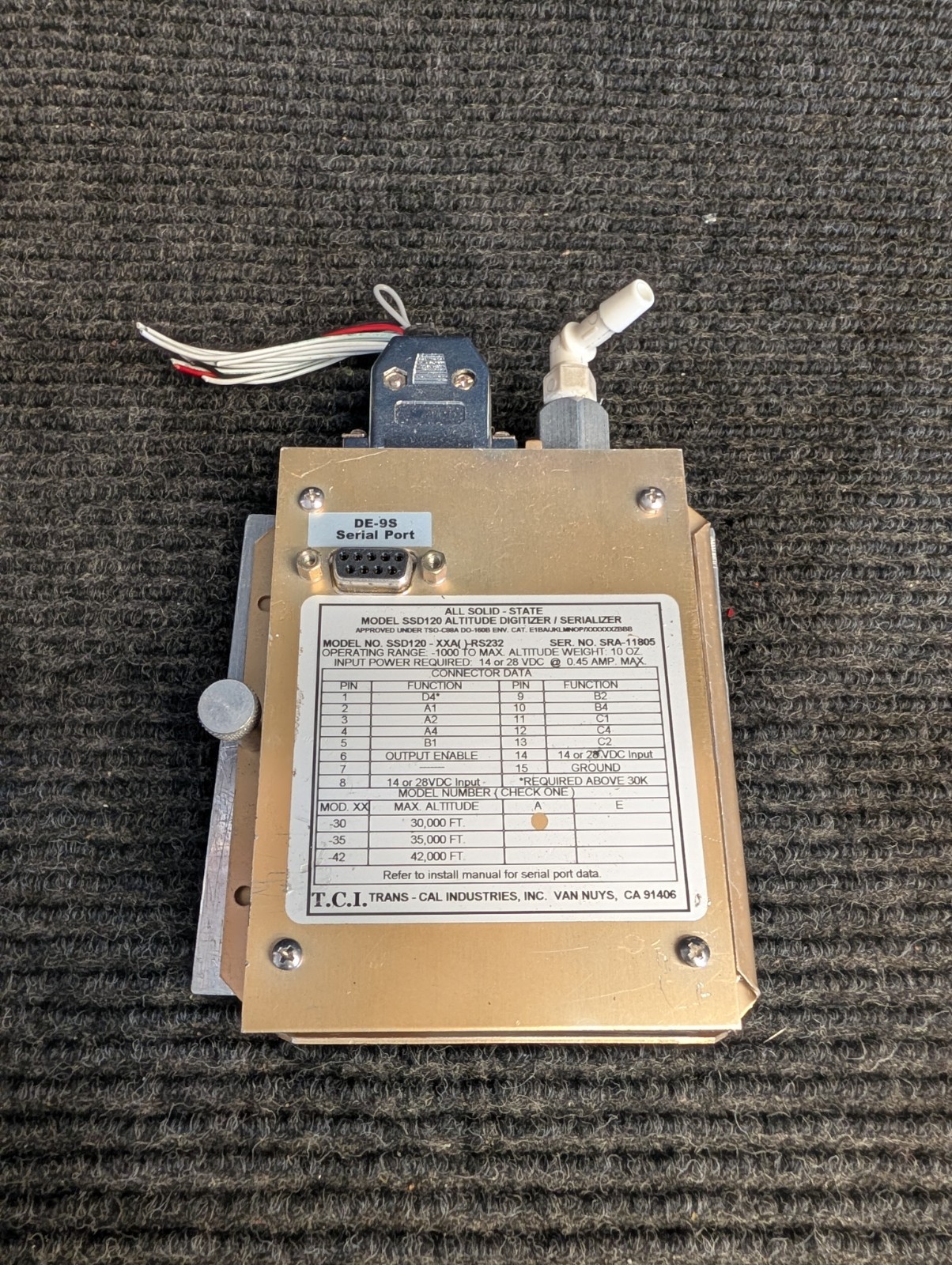 Trans-Cal Altitude Digitizer/Serializer, Part# SSD120-XXA(  )-RS232