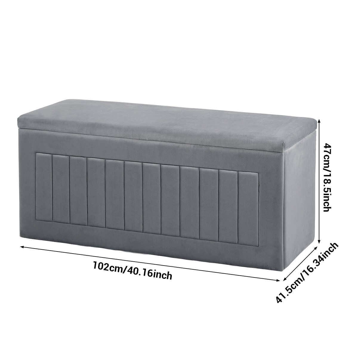 40" Storage Bench End of Bed Velvet Ottoman Upholstered Storage Seat For Bedroom