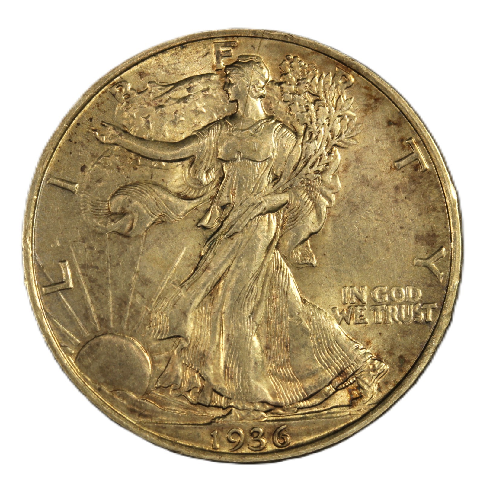1936 50C Walking Liberty Half Dollar- Choice UNC OBV Scratch details- smh 2002