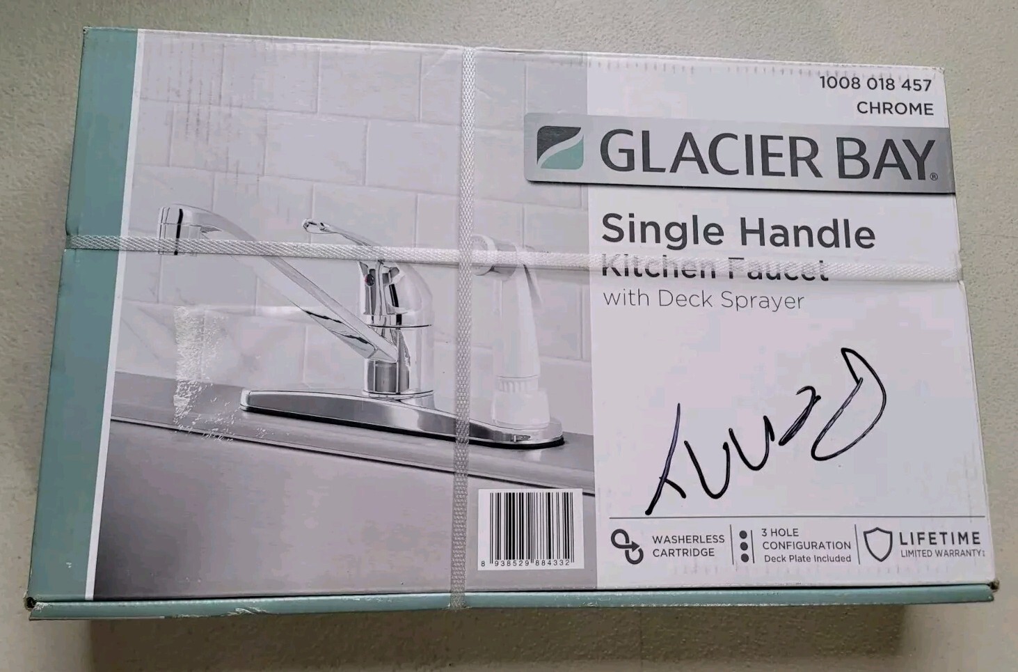 Single-Handle Standard Kitchen Faucet in Polished Chrome with White Deck Sprayer