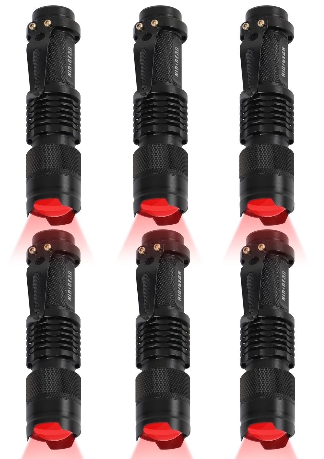 6 Pack Red LED Flashlight, Single Mode Torch for Astronomy Aviation