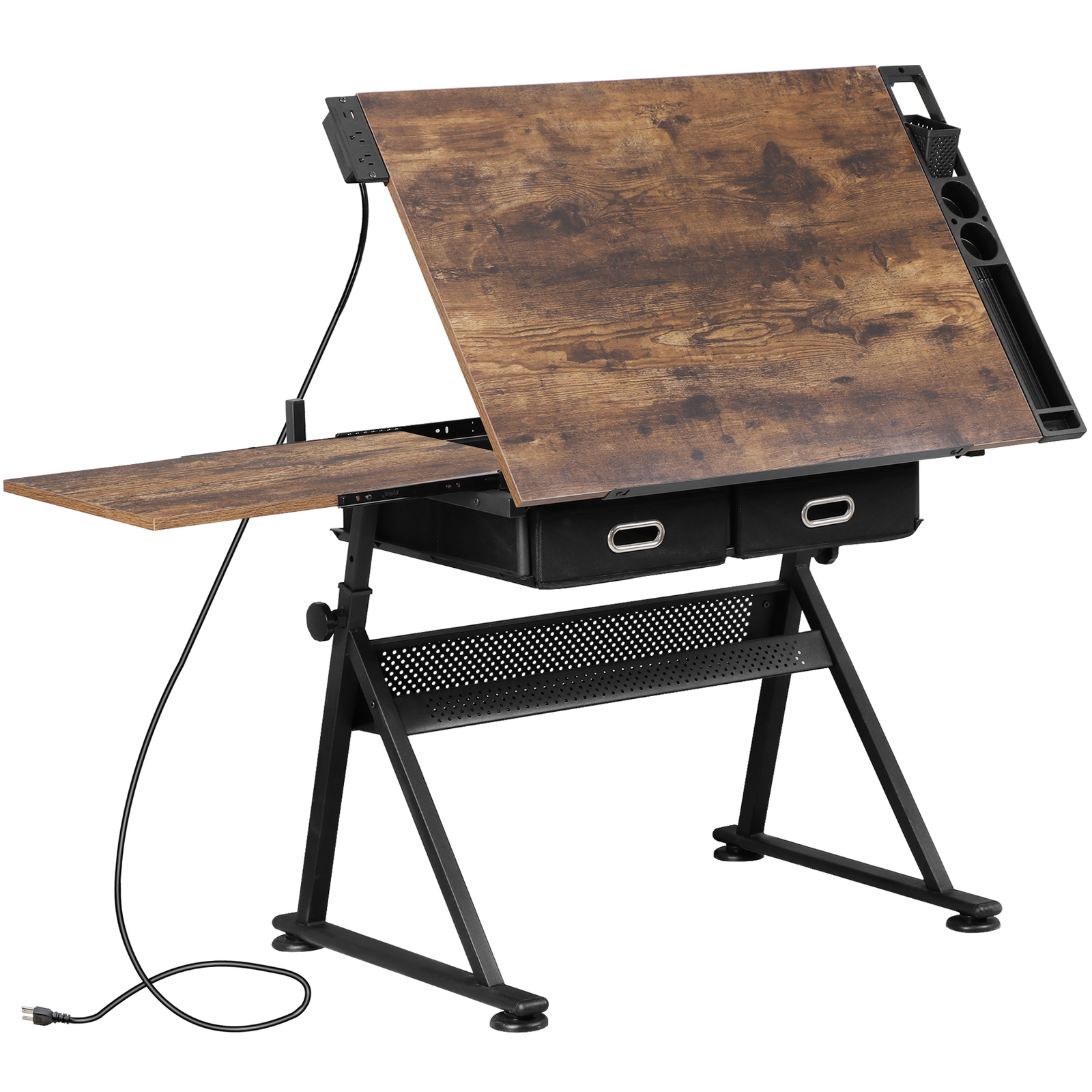 Height Adjustable Drafting Table Drawing Artist Craft Desk w/Stool Outlet Retro