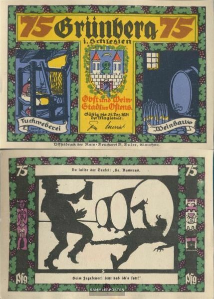 Grünberg in Silesia Notgeld: 489.2 A) number. 5 Notgeld StAdt Grünberg in Silesi