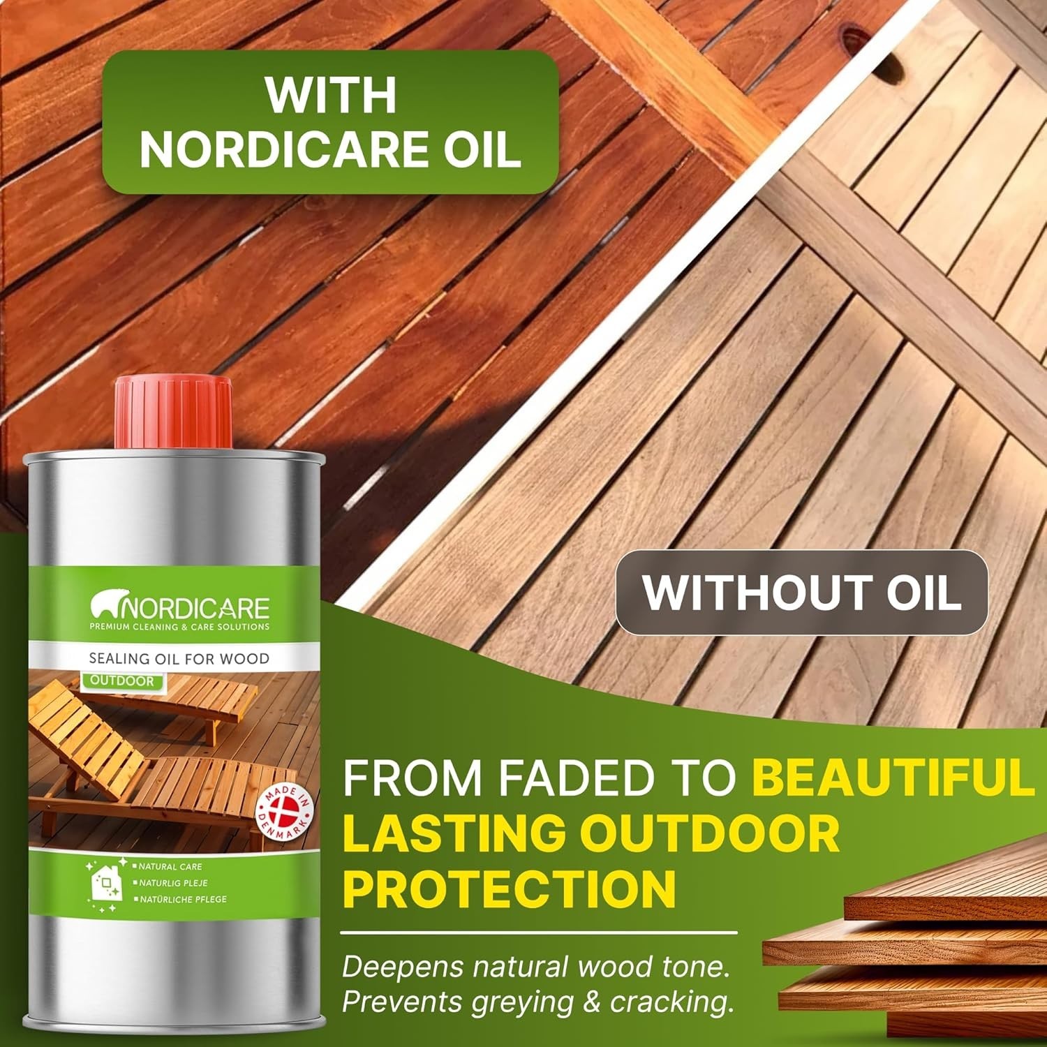 Teak Oil for Outdoor Furniture - 16.9 Oz Waterproof Wood Protector