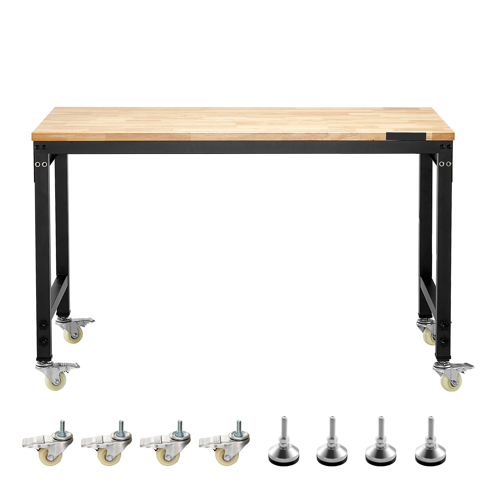 48" Adjustable Height Workbench on Wheels with Power Outlet & Pegboard