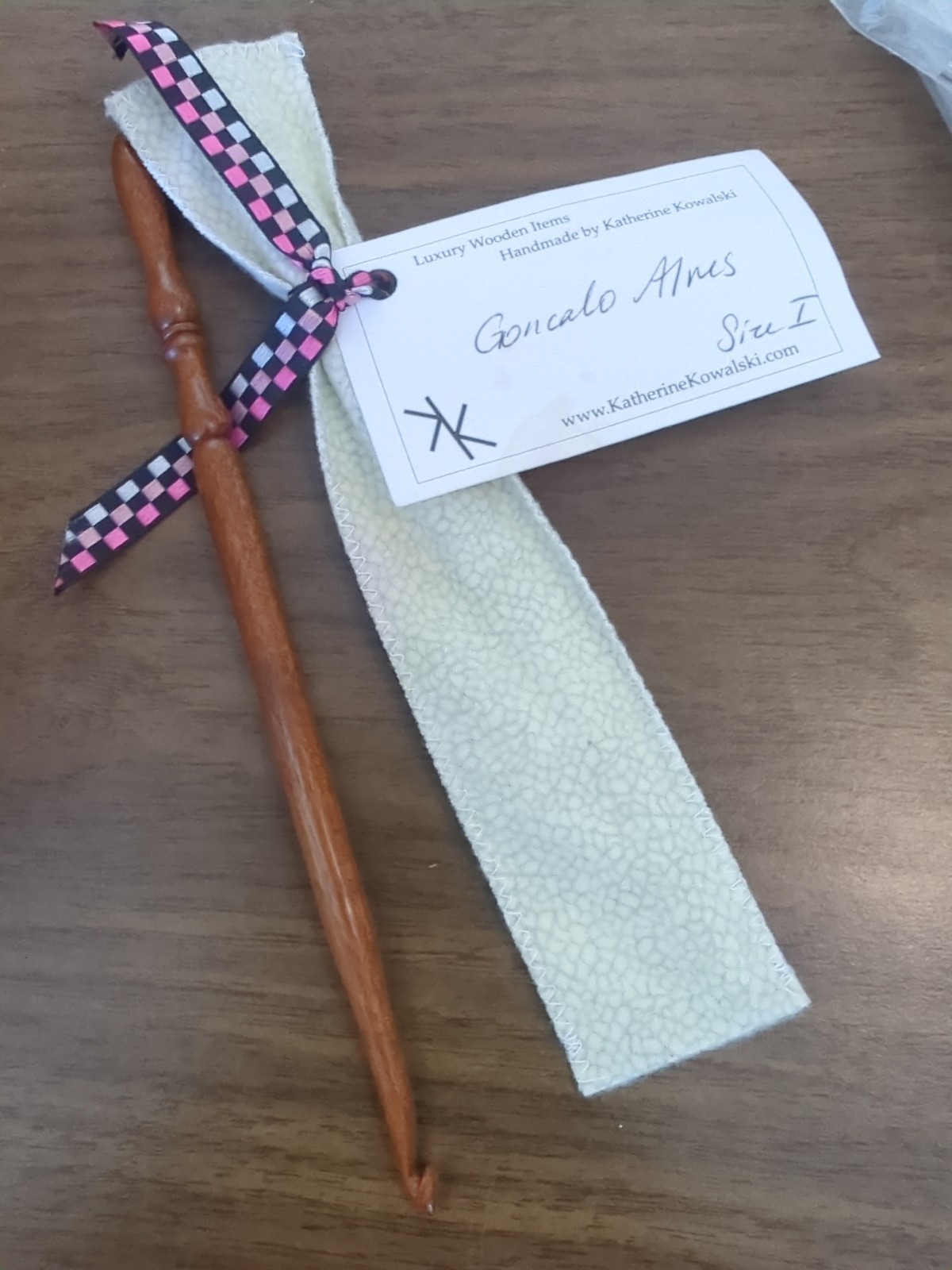 Luxury Wooden Hook Size I By Kathy Kowalski Aprox 8" Long