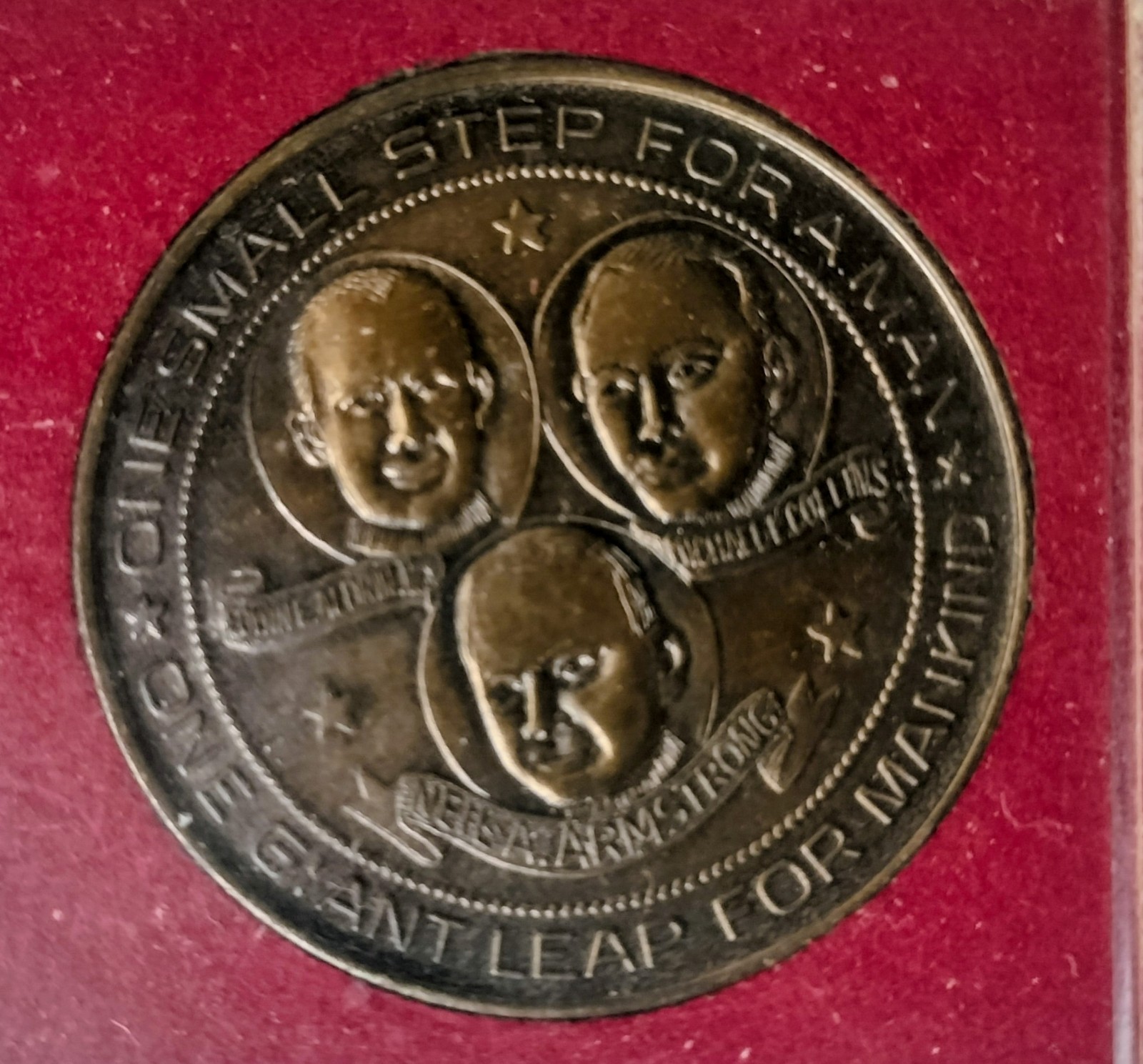 Vintage Apollo 11 Bronze Coin NASA Moon Lunar Landing Astronauts