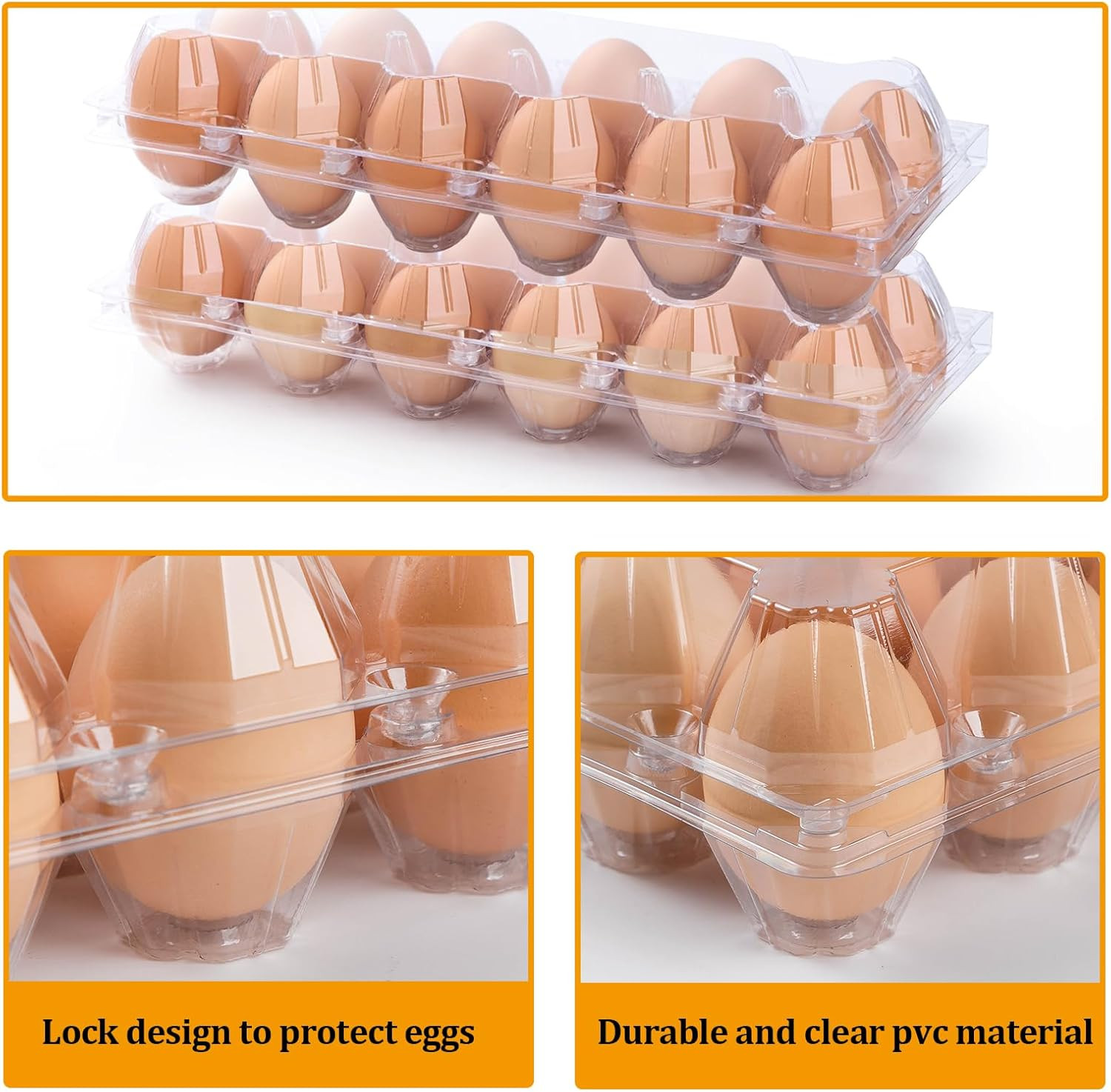 100 Pack Plastic Egg Cartons 12 Count Egg Cartons Cheap Bulk for Chicken Eggs, E