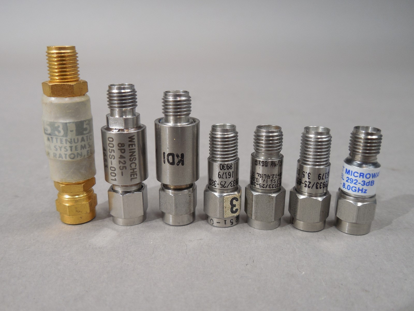 NOS - Lot of (7) SMA Attenuators KDI, Midwest, Weinschel, Elcom