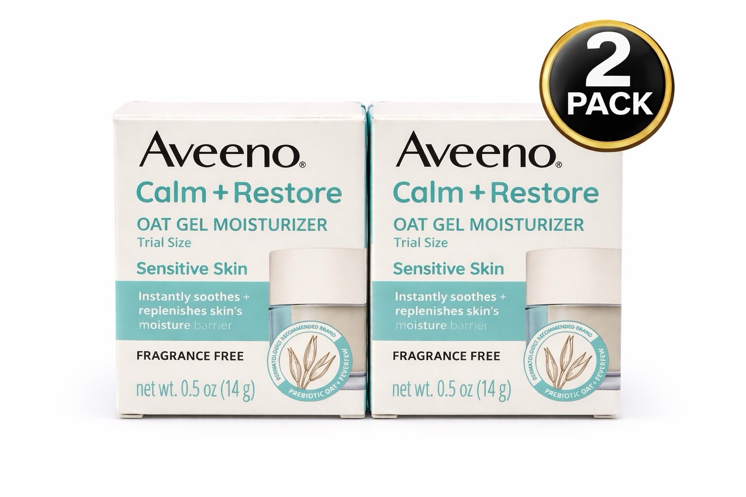 (2 Pack) Aveeno Calm + Restore Oat Gel Moisturizer 0.5 oz Sensitive Skin M7