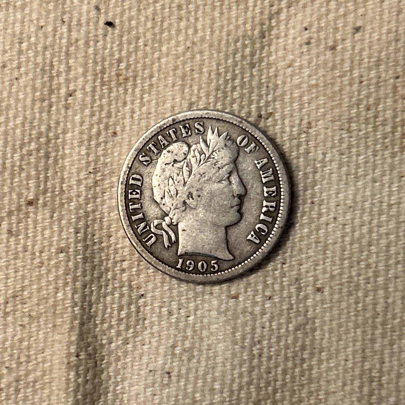 1905-o. Barber Dime Strong Fine / VF QA1054