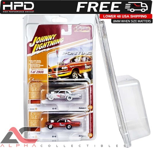 QTY 5 HPD PROTECTOR CASE JOHNNY LIGHTNING & AUTOWORLD (2-CAR STACK) .8MM