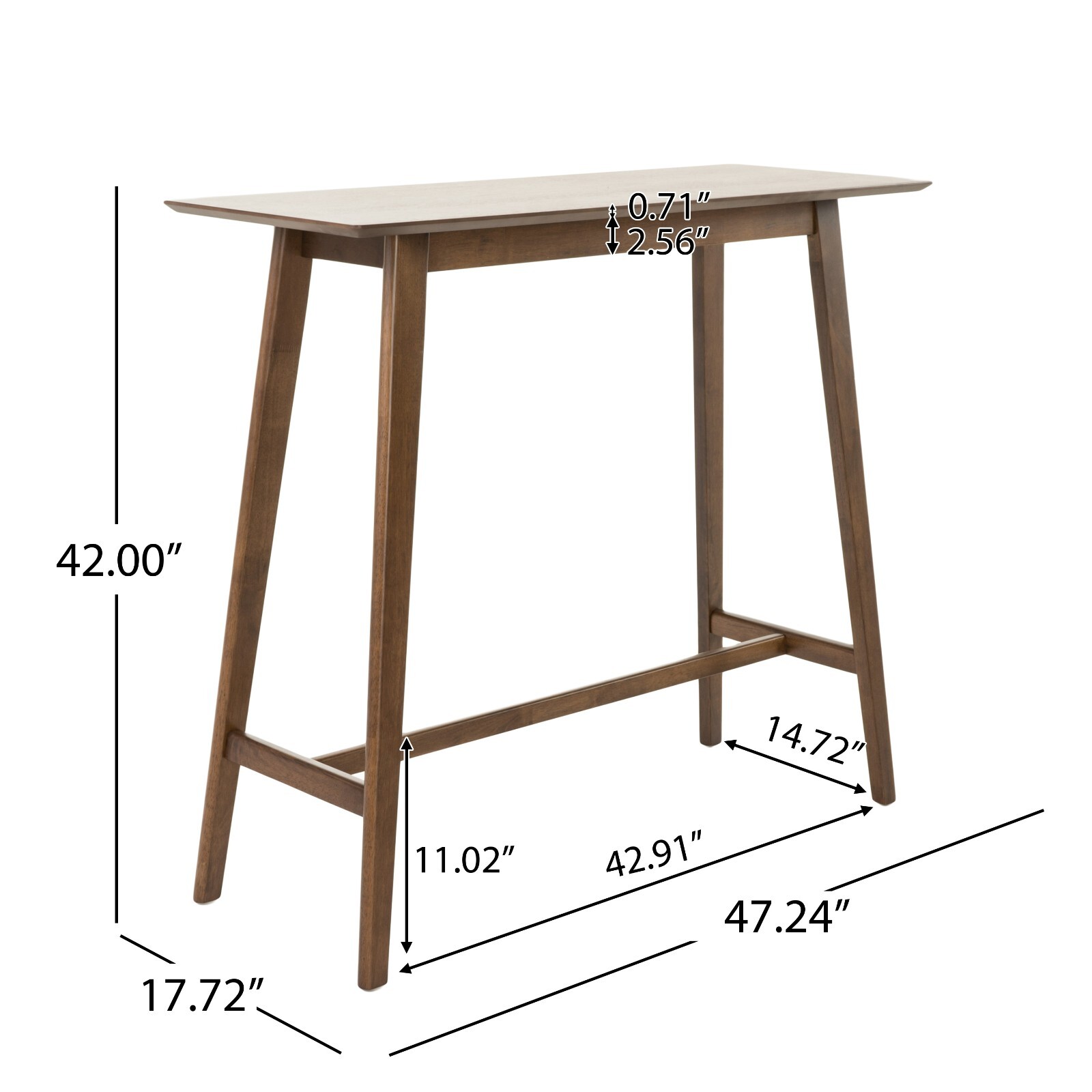Ethel Natural Walnut Finish Rectangular 3 Piece Bar Set