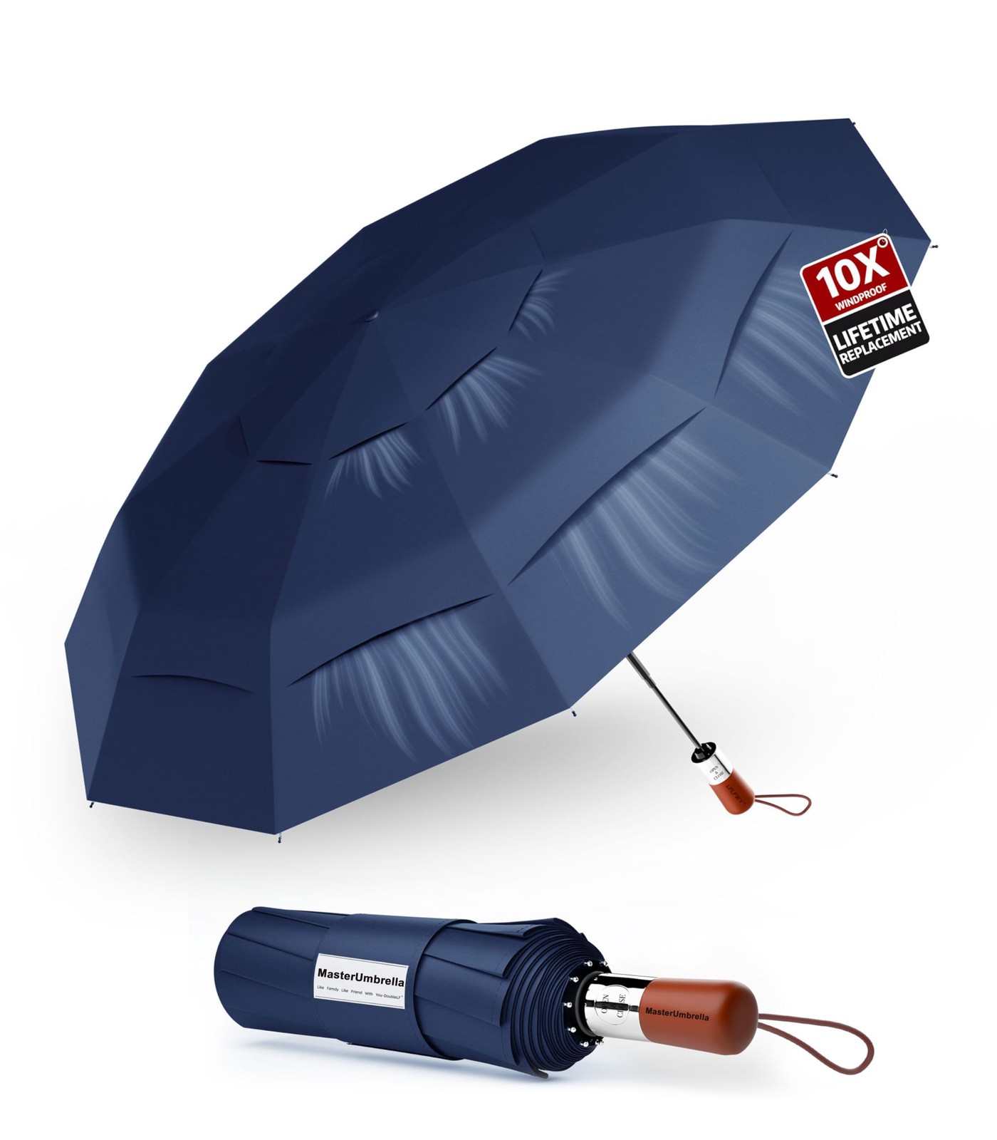 Windproof Folding Commuter Umbrella for Strong Wind & Rain, 10-Rib Reinforced...