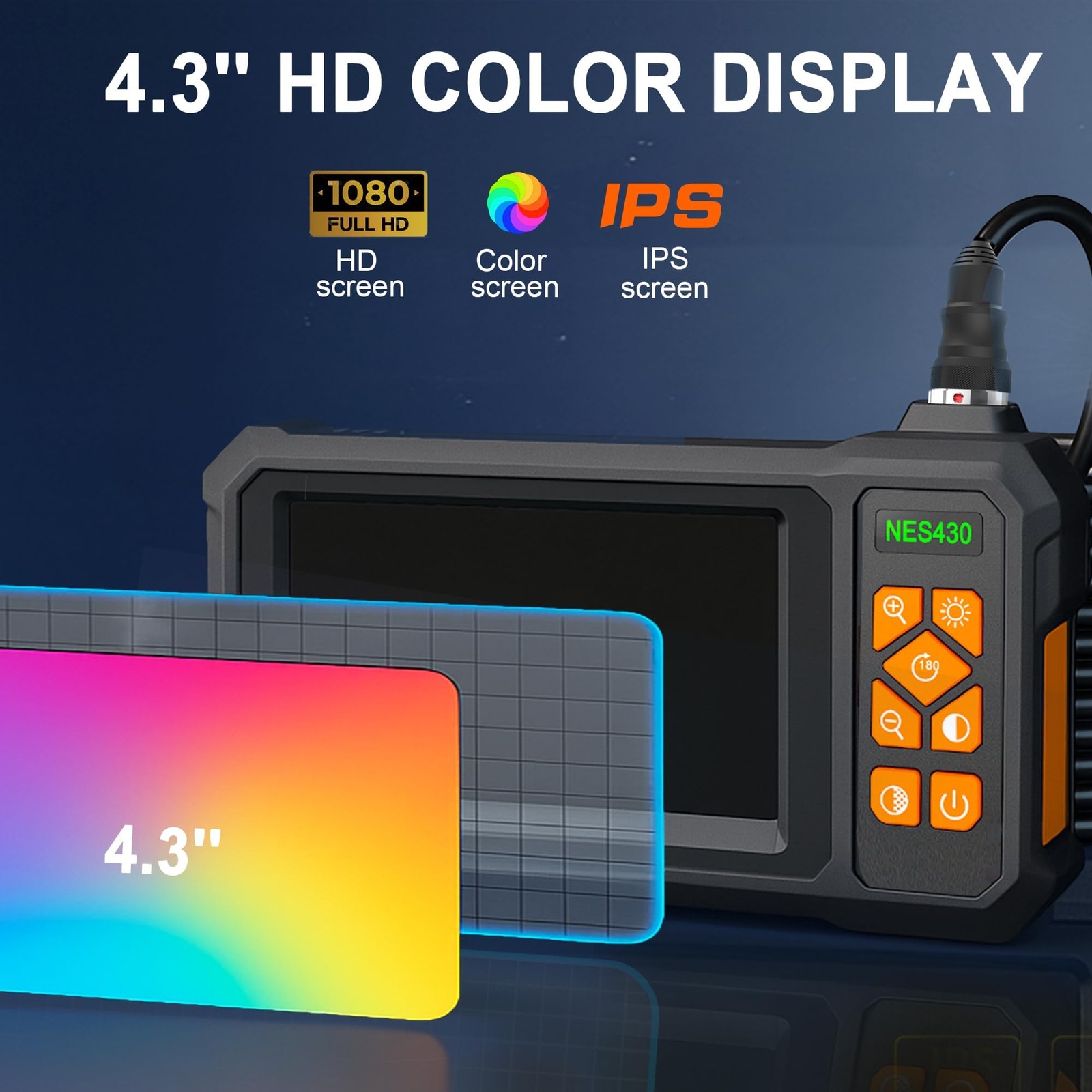 Endoscope Camera with Light, 1920P HD Borescope Inspection Camera with 4.3" I...