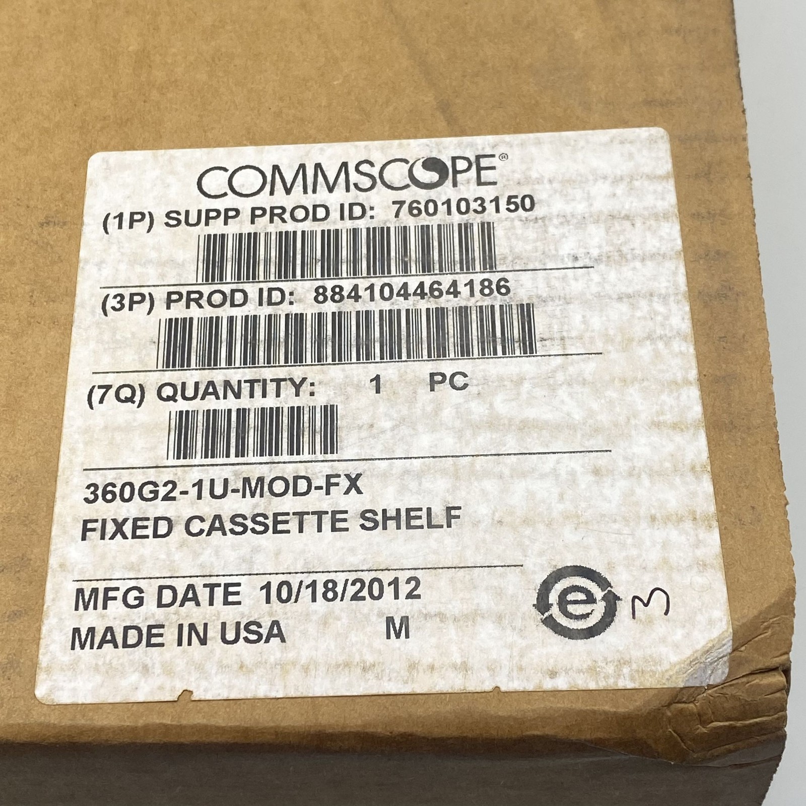 Commscope SYSTIMAX 360G2 1U Fixed Modular Cassette Shelf 360G2-1U-MOD-FX