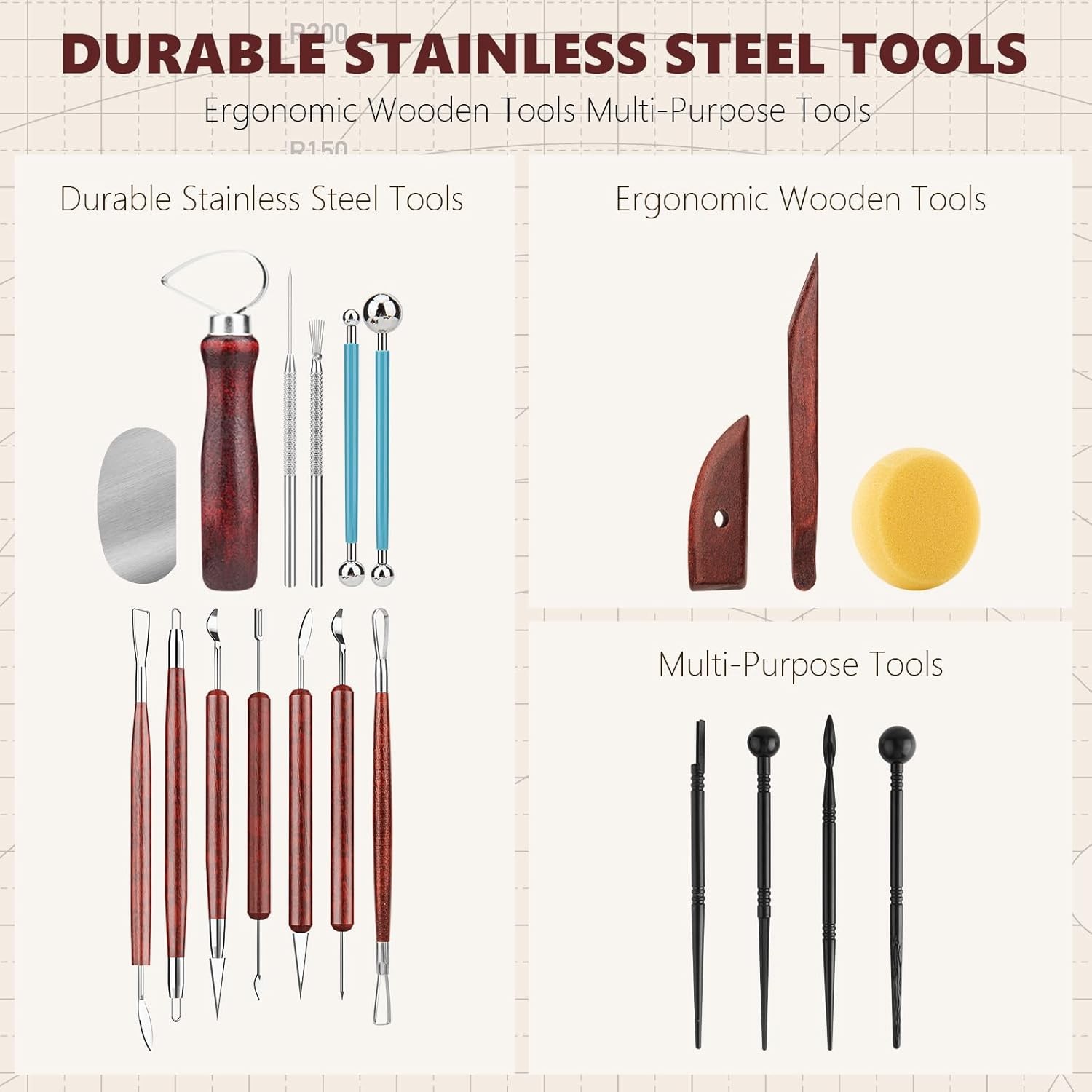 23PCS Clay Sculpting Pottery Ceramic Modeling Tool Kit