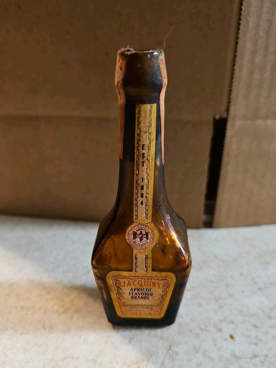 Vintage Jacquin's Apricot Brandy Mini Glass Bottle Empty
