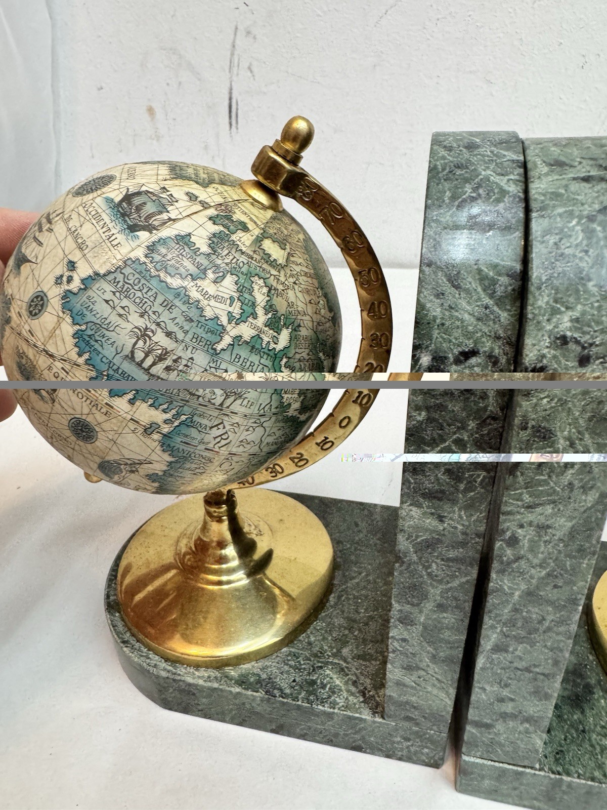 Old Globe Green Marble Book Ends