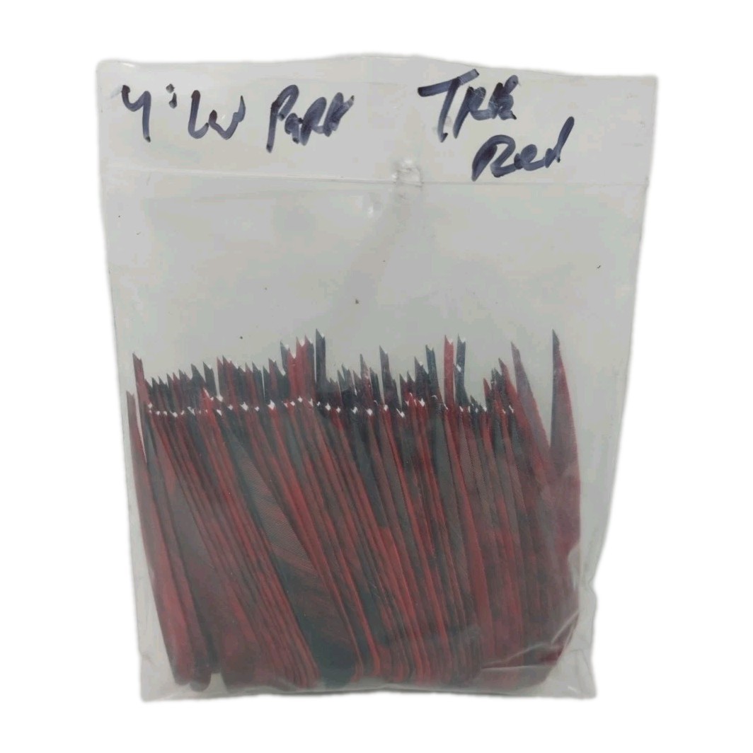 100 Pack Archery Arrow Feathers 4" Left Wing: Parabolic Camo Tre Red