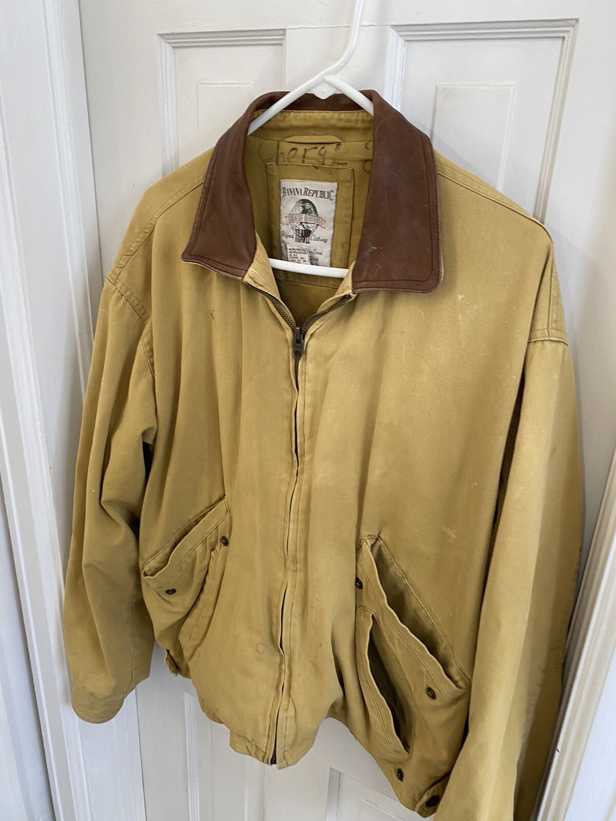 Banana Republic Original Travel Canvas with leather Coat Jacket Small S