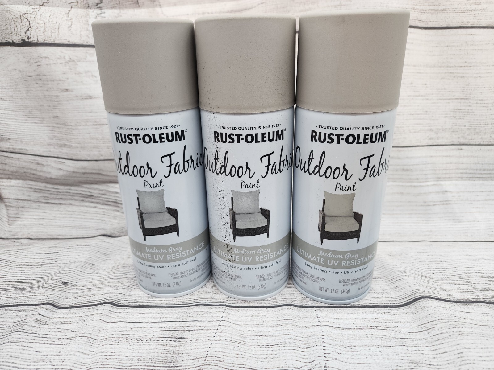 Rust-Oleum Specialty Outdoor Fabric Spray Paint, Medium Gray 12 Oz Lot Of 3