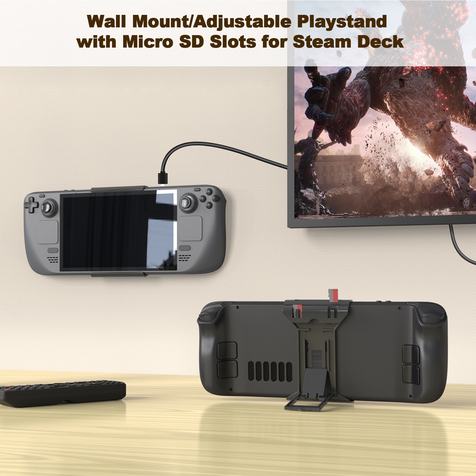 Foldable Console Desktop Holder Wall-Mounted Storage Bracket Kit For Steam Deck